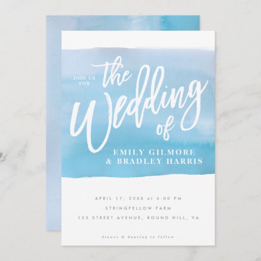 水素朴色（青） 招待状 (正面/裏面)