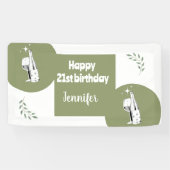 水素朴色Sageグリーンハッピーバースデー21日 横断幕 (横)