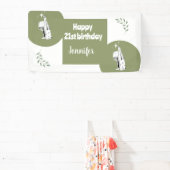 水素朴色Sageグリーンハッピーバースデー21日 横断幕 (インサイチュ)