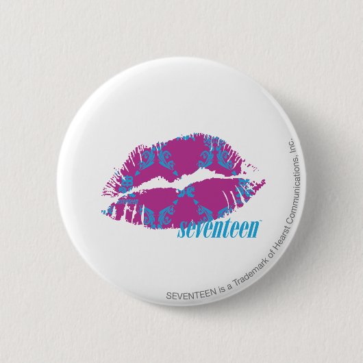 水紫色ダマスク織 缶バッジ (正面)