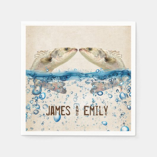 水結婚中の魚 スタンダードカクテルナプキン (正面)