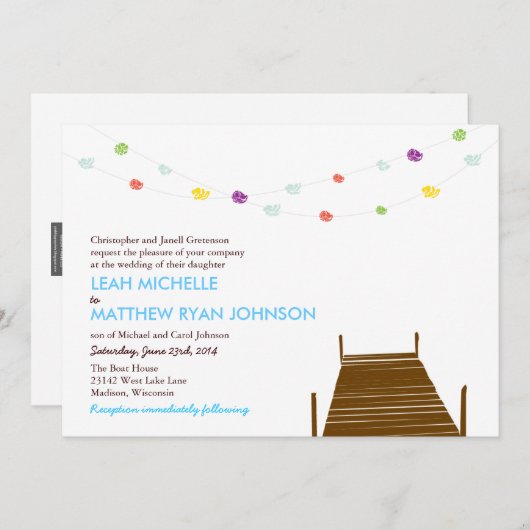 水結婚式の招待 招待状 (正面/裏面)