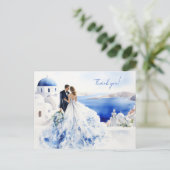 水結婚色のサントリーニの絵を描カード ポストカード (スタンド正面)