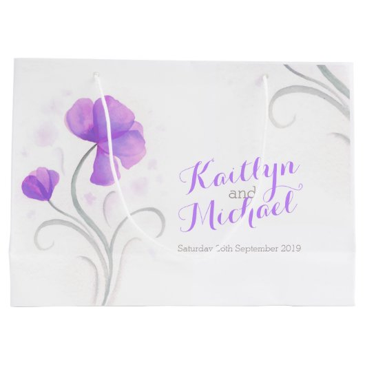 水結婚色の感謝していユパーソナライズされた抱き枕 ラージペーパーバッグ (裏面)