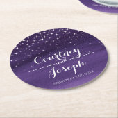 水結婚色の星空の夜の紙コースター ラウンドペーパーコースター (アングル)