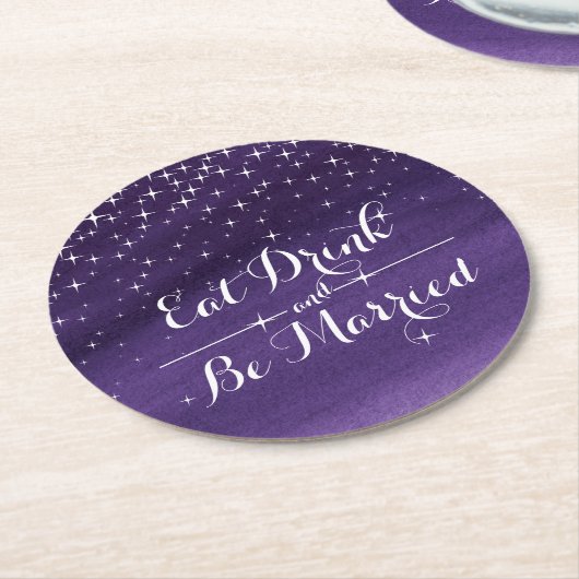 水結婚色の星空の夜の紙コースター ラウンドペーパーコースター (アングル)