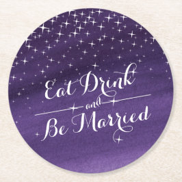 水結婚色の星空の夜の紙コースター ラウンドペーパーコースター