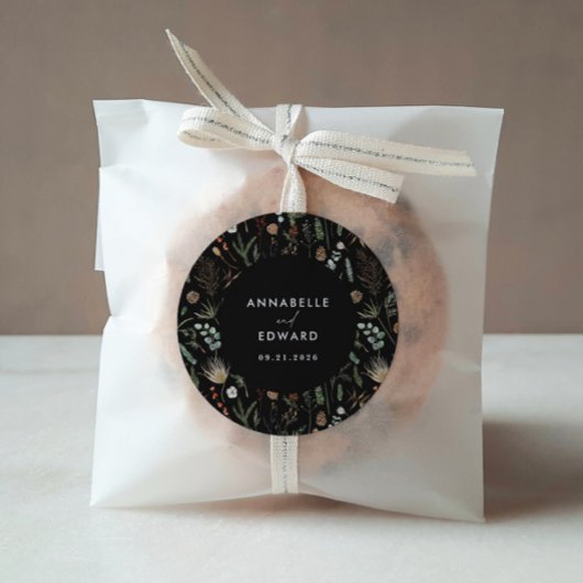 水結婚色の植物フローラブラックmoody ラウンドシール