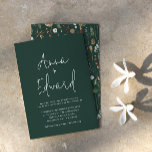 水結婚色の植物性フローラグリモダンン 招待状<br><div class="desc">結婚の水彩植物性フローラスタイリッシュトレンディーモダングミニマルロ結婚式招待状カード</div>