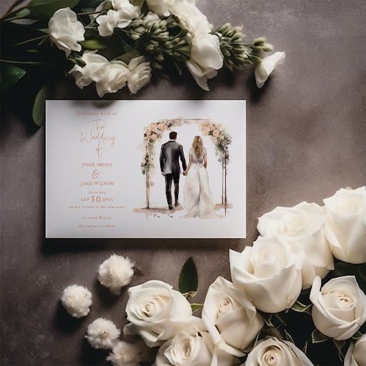 水結婚色の結婚夫婦 招待状