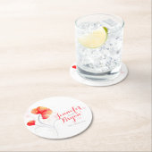 水結婚色の花オレンジ色の紙コースター ラウンドペーパーコースター (インサイチュ)