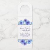 水結婚色の青いアネモネの花 ボトルネックタグ (正面)