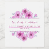 水結婚色ピンクのアネモネ花ラベル ワインラベル (シングルラベル)