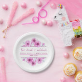 水結婚色ピンクアネモン紙プレート ペーパープレート (パーティー)