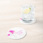 水結婚色フラワーピンク紙コースター ラウンドペーパーコースター (インサイチュ)