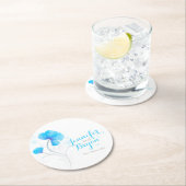 水結婚色フラワーブルー紙コースター ラウンドペーパーコースター (インサイチュ)
