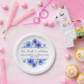 水結婚色ブルーアネモン紙プレート ペーパープレート (パーティー)