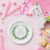 水結婚色リースセージパーソナライズされたグリーン ペーパープレート (パーティー)