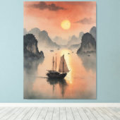 水絵を描の中のボート キャンバスプリント (インサイチュ (ウッドフロア))