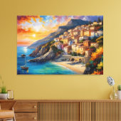 水絵を描の体で丘の上の町 キャンバスプリント (インサイチュ (リビング))