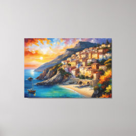 水絵を描の体で丘の上の町 キャンバスプリント