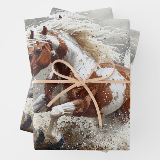 水絵を描の走分離を介した馬の ラッピングペーパーシート (インサイチュ)