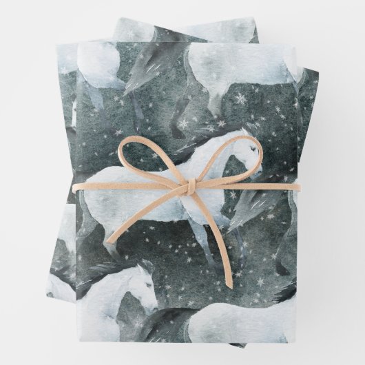 水絵を描エレガント色白馬 ラッピングペーパーシート (インサイチュ)