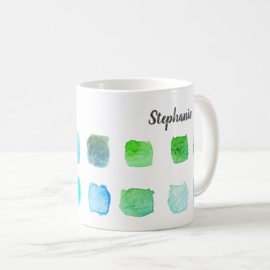 水絵を描水彩画カスタム像緑 コーヒーマグカップ (正面右)