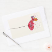 水絵を描色のポピー花 長方形シール (封筒)