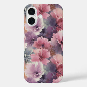 水絵を描色の柔らかい花模様 iPhone 16ケース