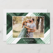 水絵を描色の格子緑のクリスマスフォト シーズンカード (正面)