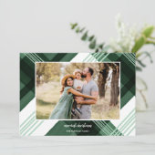 水絵を描色の格子緑のクリスマスフォト シーズンカード (スタンド正面)