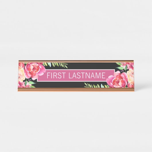 水絵を描色の花書名 デスクネームプレート (正面)