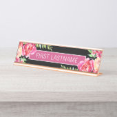 水絵を描色の花書名 デスクネームプレート (正面)