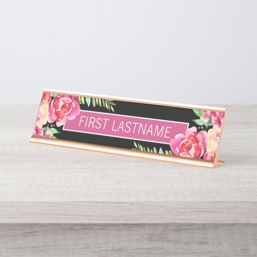 水絵を描色の花書名 デスクネームプレート (正面)