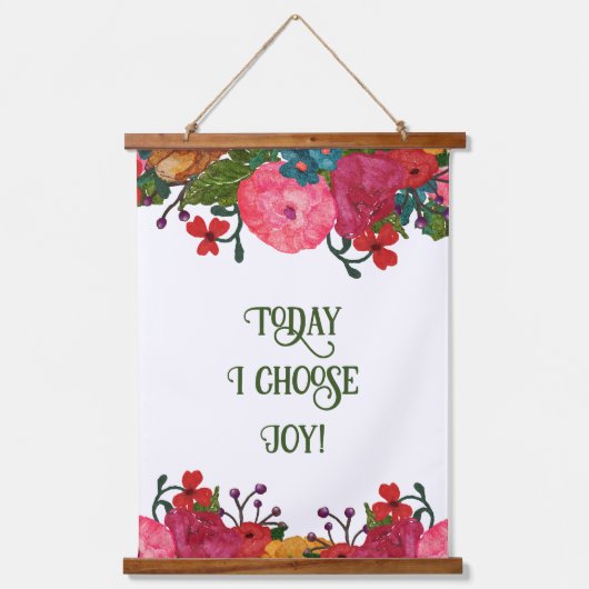 水絵を描色の花縁どが美しい 吊り下げ型タペストリー (正面)