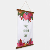 水絵を描色の花縁どが美しい 吊り下げ型タペストリー (傾斜あり)