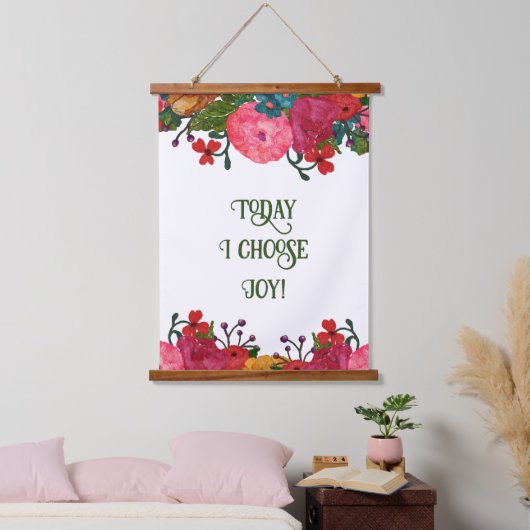 水絵を描色の花縁どが美しい 吊り下げ型タペストリー (寝室)