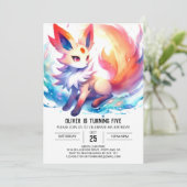 水絵を描色キツネ誕生日 招待状 (スタンド正面)