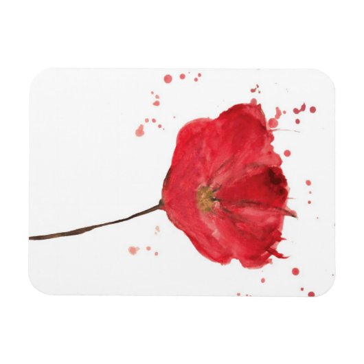 水絵を描色ケシ花2 マグネット (横)