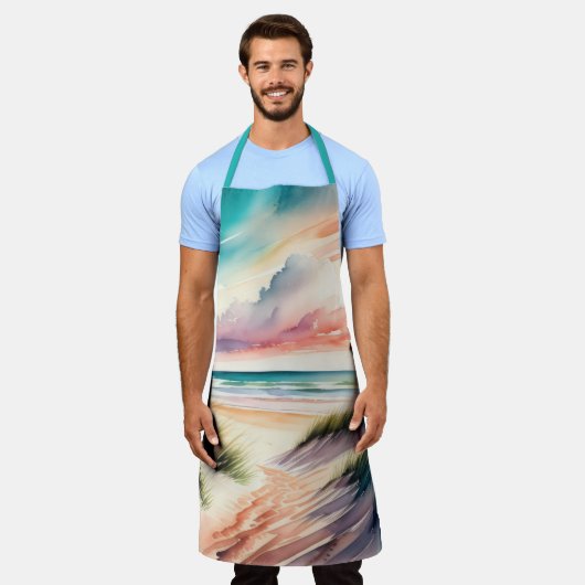 水絵を描色ビーチ エプロン (着用した状態)