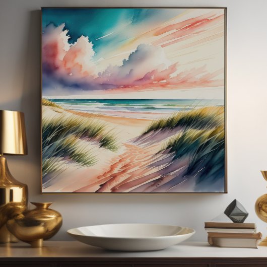 水絵を描色ビーチ ポスター