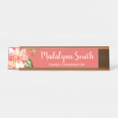 水絵を描色フローラルパターン名前をカスタムする デスクネームプレート (正面)