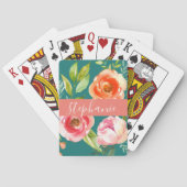 水絵を描色フローラルパターン名前をカスタムする トランプ (裏面)