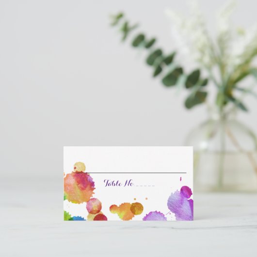 水絵を描色結婚スプラットの表番号 プレイスカード (スタンド正面)