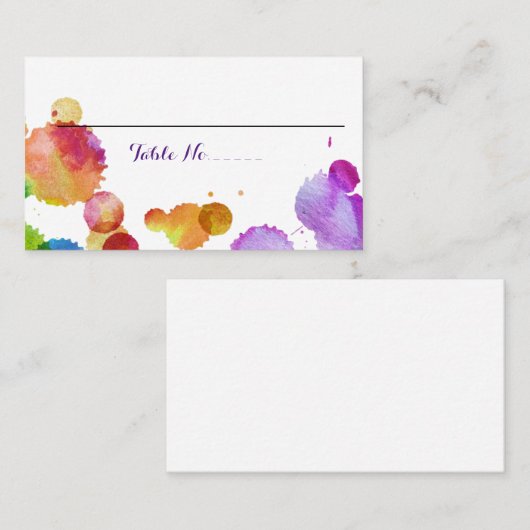 水絵を描色結婚スプラットの表番号 プレイスカード (正面/裏面)