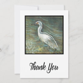 水絵画中を歩く白鷺 サンキューカード
