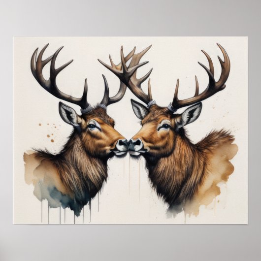 水絵画色のキスをする切れ5:4 ポスター (正面)