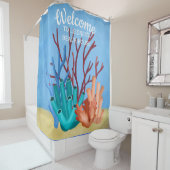 水絵画色のサンゴ シャワーカーテン (インサイチュ)