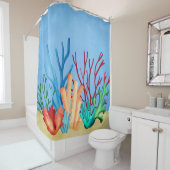 水絵画色のサンゴ シャワーカーテン (インサイチュ)